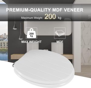 Wholesale White <strong>Wood</strong> <strong>Toilet</strong> <strong>Seat</strong> Factory Direct, OEM Customized Grooved WC Lid with Adjustable Chrome Hinges - Product Image 4