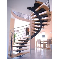 Escalier incurvé moderne personnalisé Escalier intérieur en colimaçon en acier design avec double limon et garde-corps en verre