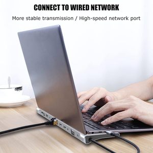 Hub USB C 12 <span class=keywords><strong>en</strong></span> 1, PD 87W, 4K HD, Gigabit Ethernet, lecteur de <span class=keywords><strong>carte</strong></span> SD/TF, VGA, audio 3,5 mm, USB 3.0, type C, pour ordinateur portable, voiture, bureau, maison - Product Image 4