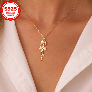 Source Usine Recruter Agent Nouveau 12 Mois 925 Collier En Argent À La Mode Anniversaire Fleur Souvenir Collier pour Cadeau De Fête Des Mères - Product Image 2