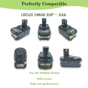 Bateria Recarregável 18V 5Ah, Substituição para Ferramentas Elétricas como Serra de Corte, Cortador de Grama e Ferramentas de Poda - Product Image 1