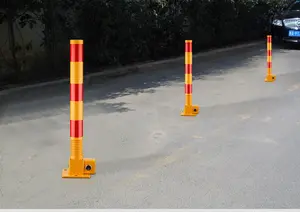 Promotional Fashion Bright Yellow With Red Strip Anti Collision Durable Durable Types Of Parking Bollard