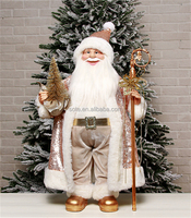 Vente en gros Père Noël Noël 30CM grandeur nature Décoration de vacances Père Noël avec paillettes Design spécial