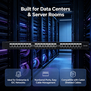 Panel de Conexiones Blindado para Redes, Apto para Gabinetes de Red, 24 Puertos CAT6A FTP IDC Punch Down, 1U, 19 Pulgadas, Montaje en Rack - Product Image 3