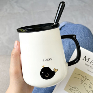 Taza de Cerámica con Tapa y Cuchara <span class=keywords><strong>para</strong></span> Hombre; Taza <span class=keywords><strong>para</strong></span> Agua <span class=keywords><strong>para</strong></span> Uso Doméstico; Juego de Desayuno Lindo y Creativo <span class=keywords><strong>para</strong></span> Parejas - Product Image 4