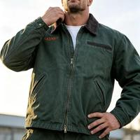 Veste Detroit à col montant zippé en velours côtelé coupe ample style américain