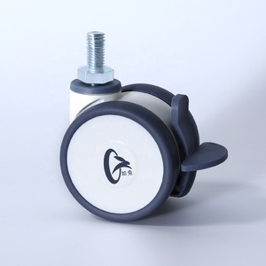Rodízio Giratório com Eixo Rosqueado de 50mm, 65mm, 75mm, 100mm, 125mm, Rodas de Nylon para Uso Médico com Freio - Product Image 1