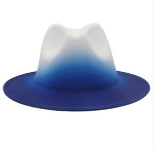 Sombrero bombín de estilo francés-Sombrero de fieltro de <span class=keywords><strong>tweed</strong></span> de color degradado de dos colores con pintura en aerosol-Sombrero de <span class=keywords><strong>tweed</strong></span> de Jazz de estilo masculino y femenino - Product Image 2