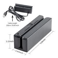Lecteur de bande magnétique MSR100 pour système de point de vente, lecteur de cartes USB Plug-and-Play pour PC/ordinateur portable/tablette, contrôle d'accès, carte bancaire VIP