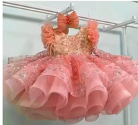 Robe de soirée pour filles avec décorations en plumes aux épaules, robe de cérémonie en tulle superposé et moelleux, robe de demoiselle d'honneur pour mariage, robe de princesse pour fête avec nœud