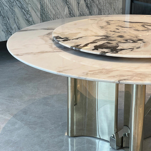 Sunrise moderno semplice design tavolo <span class=keywords><strong>da</strong></span> <span class=keywords><strong>pranzo</strong></span> <span class=keywords><strong>con</strong></span> giradischi di lusso in acciaio inox accessibile per il <span class=keywords><strong>soggiorno</strong></span> di un piccolo appartamento - Product Image 4