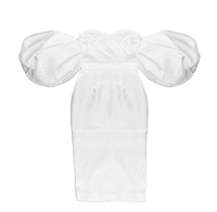 QUEENSGOWN manches bouffantes sirène robe au genou mariée ivoire chérie pansement robe de bal