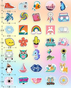 สติกเกอร์สำหรับเด็ก 300 ชิ้น สติกเกอร์ไวนิลกันน้ำน่ารักสำหรับขวดน้ำ - Product Image 6