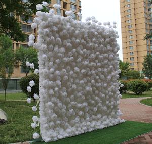 Muro de Flores Artificiales para Boda de 2.4m con Base de Tela, Rosas Blancas de Simulación, Decoración de Fondo para Bodas - Product Image 4