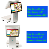 Báscula Inteligente Comercial para PC, Báscula Electrónica con Impresora Térmica de Etiquetas de Código de Barras, Pantalla Táctil, Báscula POS para Supermercado