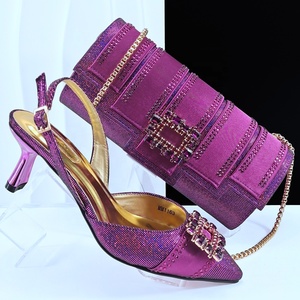 Zapatos italianos de tacón alto con bolsos a juego para bodas, ventas de Italia en mujeres, conjunto de zapatos y bolsos a juego nigerianos - Product Image 5