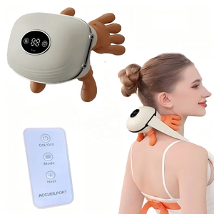 Mini <span class=keywords><strong>masseur</strong></span> de cou à pression digitale avec chaleur, simulation humaine, chauffant, vibrant, pétrissage des tissus profonds, télécommande sans fil - Product Image 1