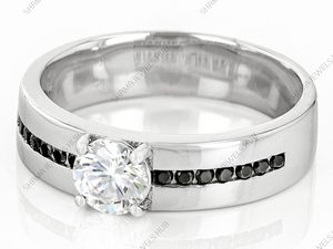 Anillo de Compromiso Clásico de Plata de Ley 925 con Moissanita de 1.40 Quilates, Corte Brillante, Engaste de Garras, Chapado en Oro Blanco de 18K para Hombre - Product Image 2