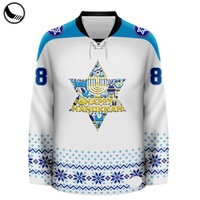 BETHERIVAL Jersey de Hockey Personalizado con Cordones, Corte de Portero, Color Azul Universitario, Sublimado, de Secado Rápido, para Entrenamiento Navideño, para Hombres Adultos
