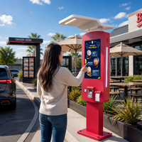Kiosque de commande en libre-service extérieur rouge de 32 pouces avec auvent imperméable, terminal de point de vente tactile, vente en gros