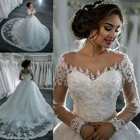 Robe de Mariée Bal de Style Dernier en Dentelle Africaine Blanc Pur Classique pour Femmes 2022