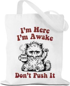 <b>Funny</b> Large Capacity Open Canvas <b>Tote</b> <b>Bag</b> Gag Gift for Women Animal Lover Birthday Christmas Reusable Eco-friendly Grocery <b>Bags</b> - Product Image 1