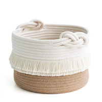 Panier de rangement pliable extra large en corde de coton tressée, fait main, écologique, pour jouets d'enfants, cadeaux, linge, avec poignées