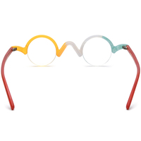 Lunettes Borregls en Acétate Mat Demi-Monture Femme Petites Lunettes Rondes Vintage Semi-Cerclées Optiques Homme 19281