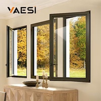 Ventana abatible de vidrio templado de seguridad Marco de aluminio Ventanas inclinables y giratorias a prueba de sonido para Cocina