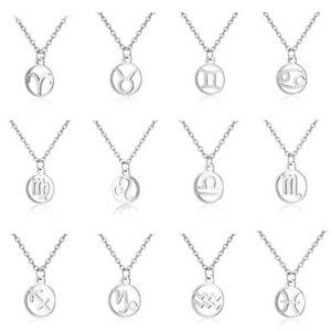 Acero inoxidable ahueca hacia fuera la estrella signo del zodiaco collar 12 colgante collar mujeres cadena gargantilla hombres joyería regalos - Product Image 3