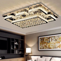Luz de techo moderna de cristal de acero inoxidable con LED, nueva decoración cuadrada para interiores del hogar para iluminación elegante de Hotel