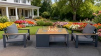 Table de foyer à gaz à cadre en aluminium rectangulaire en bois de teck de 50 po x 28 po pour l'extérieur