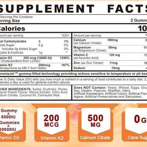 Vitamin <span class=keywords><strong>D3</strong></span> 10000IU K2 200mcg Permen Kunyah Kesehatan Tulang Produsen OEM Kalsium <span class=keywords><strong>Magnesium</strong></span> Seng Vitamin C Kompleks Lengkap - Product Image 3