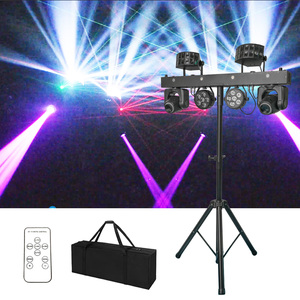 Luce Scenica 2x30W a Testa Mobile Portatile con Effetto Laser Spot DMX512 Effetto Farfalla e Faro <span class=keywords><strong>PAR</strong></span> LED per Feste Matrimoni DJ Disco - Product Image 1