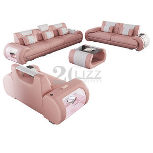 Sofá de lujo con cubierta de cuero para sala de estar, mueble Seccional de cuero rosa, multifuncional - Product Image 1