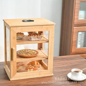 Boîte à pain en bambou Memory Bamboo, présentoir transparent à 3 niveaux pour le rangement de cuisine - Product Image 4