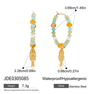 Ensemble de bijoux J & <span class=keywords><strong>D</strong></span> Ocean Breeze en acier inoxydable perles de verre aqua poisson boucles <span class=keywords><strong>d</strong></span>'oreilles créoles aqua <span class=keywords><strong>orange</strong></span> collier de perles - Product Image 5