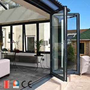 Porta Pieghevole in Vetro Senza Telaio per Balcone Esterno, Parete Divisoria in Vetro Bi-fold per Interni, Porta Scorrevole Panoramica a Fisarmonica per Interni - Product Image 6