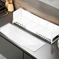 Égouttoir à vaisselle et bols en métal extensible grande capacité 27 cm de largeur 57 cm de profondeur pour 7-8 personnes type compact sur pied