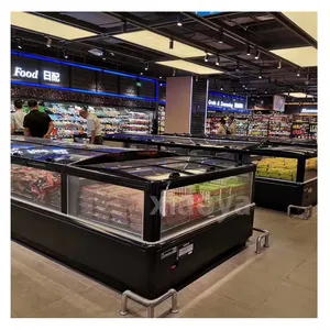 Supermarket refrigerator display freezer produce display cooler island freezer supermarket refrigeration