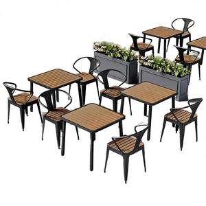 Muebles de Restaurante Resistentes al Agua, a la Corrosión y al Sol, para Uso Comercial en Hoteles, Diseño Moderno, Madera Plástica, Comedor Exterior - Product Image 3