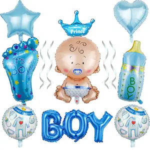 Tts bir erkek kız emzik bebek folyo cinsiyet ortaya bebek duş balonlar