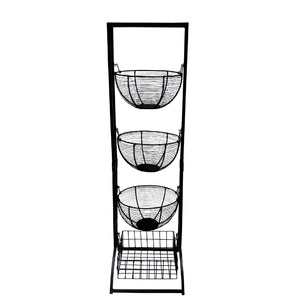 Panier de rangement de cuisine à trois niveaux en fer européen fait à la main empilable porte-fruits et légumes boucle conception fil métallique panier en fil métallique - Product Image 3