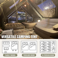 Grande tente de camping familiale gonflable de luxe portable quatre saisons, double couche Oxford 300D, imperméable, résistante aux UV, installation rapide en extérieur