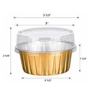 Round 100ml Colors Smooth Wall Aluminium <b>Foil</b> <b>Containers</b> Muffin Cupcake <b>Foil</b> Baking Pan Utility Ramekin Cups with Lid - Product Image 2