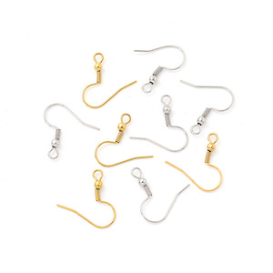 Ganchos para pendientes de acero inoxidable, chapados en oro, con cuentas, con resorte, en forma de gota, para la fabricación de pendientes, componentes para joyería. - Product Image 1