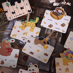 9,8x6,8 cm alta calidad niños dibujos animados animales tarjetas lindo conejo León oso leopardo gato mono Panda perro bendición tarjeta de felicitación - Product Image 4