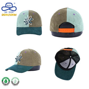 Gorra de Béisbol de Pana con Bloques de Color Estilo Urbano, con Logotipo de <span class=keywords><strong>Flores</strong></span> Bordado Personalizado, Venta al por Mayor de Fábrica OEM ODM - Product Image 2