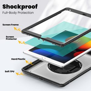 Máy tính bảng trong suốt trường hợp cho <span class=keywords><strong>iPad</strong></span> 9th 8th 7th Gen 10.2 inch trường hợp bảo vệ màn hình tay dây đeo vai xoay đứng máy tính bảng Bìa - Product Image 5