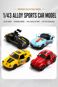 Voiture de course <span class=keywords><strong>vintage</strong></span> européenne moulée sous pression à l'échelle 1:43, avec portes ouvrantes, à rétrofriction, en alliage métallique écologique, jouet rétro pour enfants, idéal comme cadeau - Product Image 4